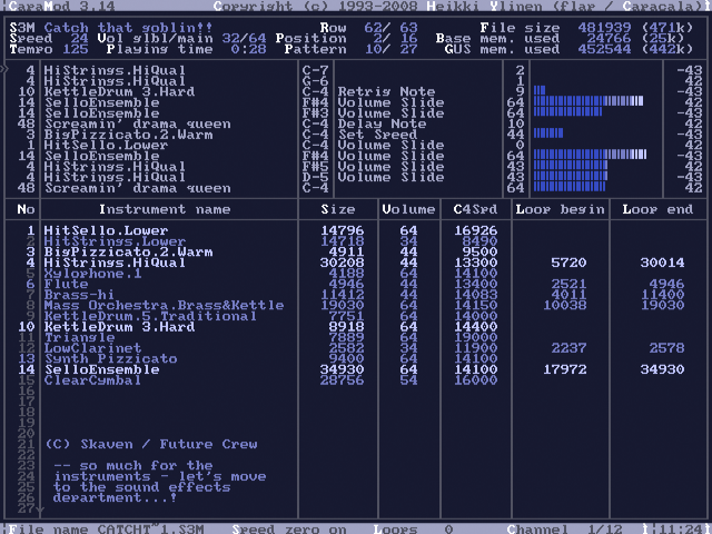 Screenshot of CapaMOD for DOS and the Gravis Ultrasound